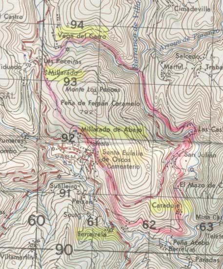 Mapa Topográfico de la senda Forcón de los Rios (Eulalia de Oscos)