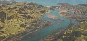 Vista aérea de la ría de Villaviciosa (Asturias)